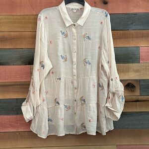 Hope Springs Nautical Embroidered Tiered Top